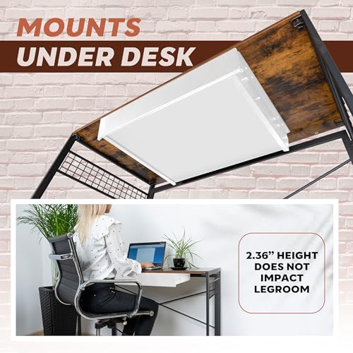 Image of Large 23.6 Inch White Under Desk Drawer Slide Out, Great For The Office, Home And Workspace. Pencil & Undermount Pull Out Under Counter Workbench Attachable Drawer, Made Of Carbon Steel
