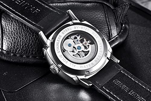 BENYAR Automatic Mechanical Skeleton Leather Strap Men's Watch - Image 4