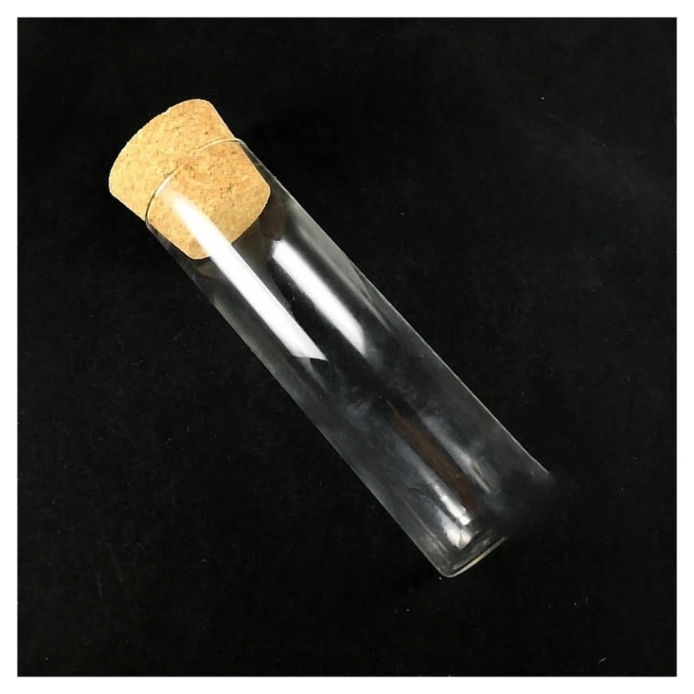 probówki laboratoryjne, Szklana probówka z korkiem, płaskie dno, 45 x 150 mm, 197 ml, do laboratorium