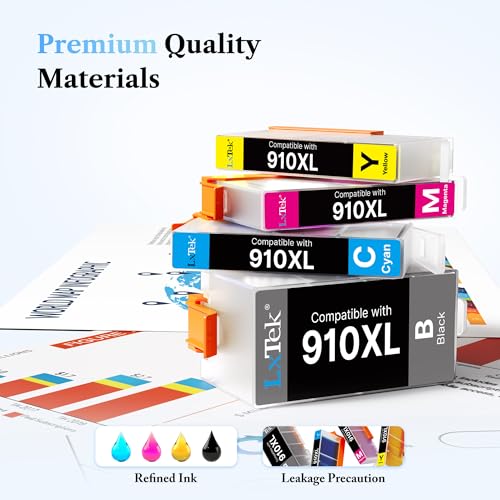 Image of LxTek 910XL Ink Cartridges for HP Printers HP910XL Replacement for 910XL | for HP 910XL Ink Cartridges Combo Pack for OfficeJet 8010 8015 8018 8022 Pro 8020 8025 8028 8035 Printer (4 Pack)