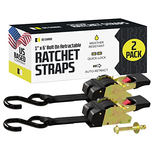 Bolt-On Retractable Ratchet Straps 2-Pack 1"x6 Ft