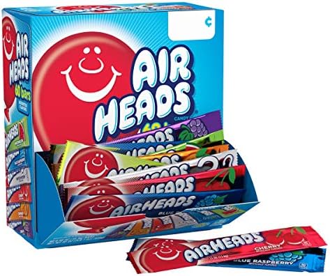 Airheads Candy Bars, Variety Bulk Box, Chewy Full Size Fruit Taffy, Gifts, Holiday, Parties, Concessions, Pantry, Non Melting, Party, 60 Individually Wrapped Full Size Bars