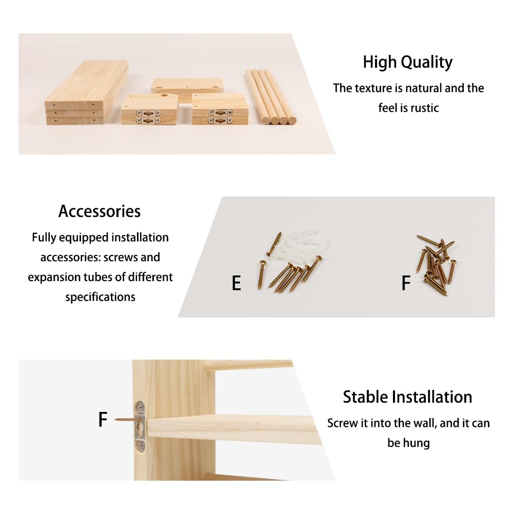 3 Piezas 40cm Estantes Flotantes para Guardería Estanteria Libros con Barra Protectora Flotantes Baldas Pared Madera Pino Madera Estantes Organizadores de Libros für Libros de Cuentos,Revista