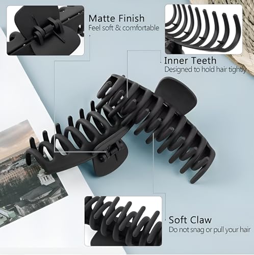 Image of Fashion Woman Hair Claw Clips for Thick Thin Hair,3 Styles Medium Large Black Women's Hair Accessoriess, Rectangular Banana Geometric Matte Aesthetics Variety Hairgrip (3PCS)