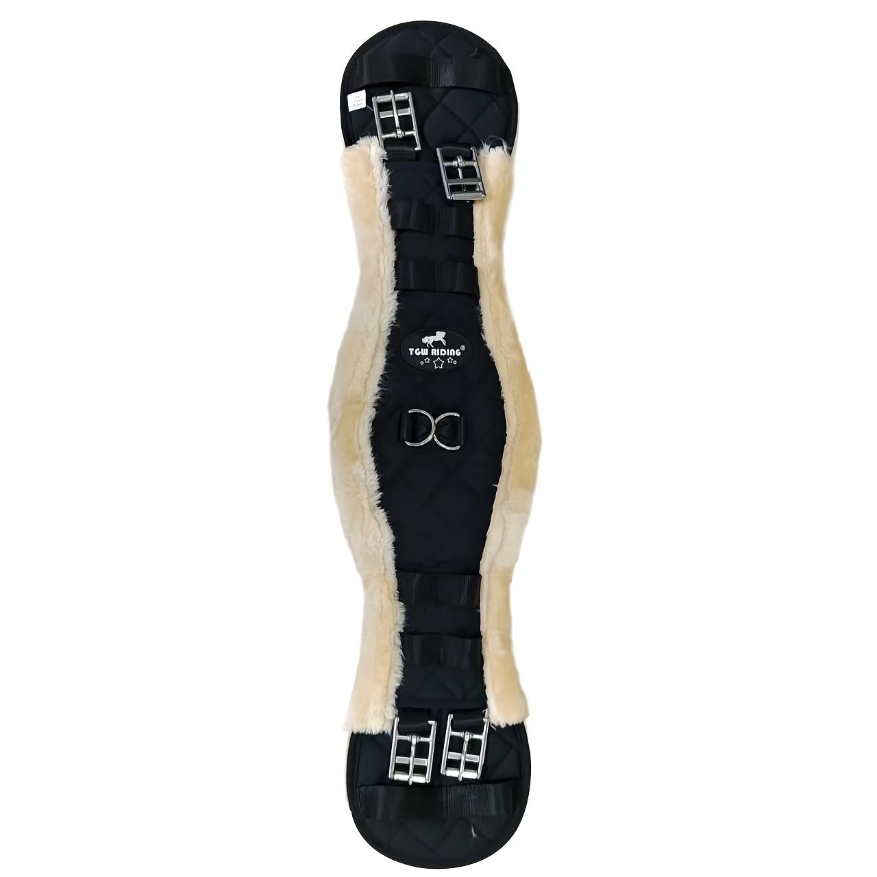 TGW RIDING Sheepskin Dressage Girth with Stainless Steel Buckles, Quilted Black, 19.69-33.46 inches (80CM)