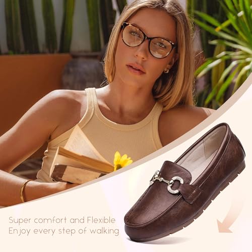 Image of Women's Knit Slip On Loafers - Breathable Mesh Flats with Memory Foam Insole & Arch Support, Non-Slip Comfortable Shoes for Work Office Commute, Driving, Casual Daily Walking (Wide Foot Friendly)