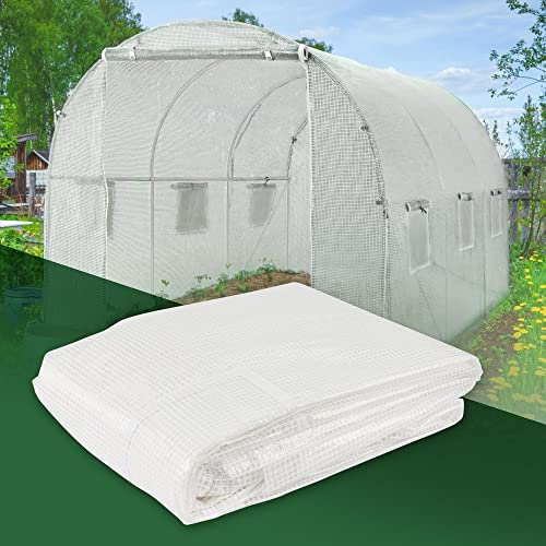 ECD Germany Bâche de Rechange pour Serre de Jardin Tunnel 6m², Plastique 135g/m², 3x2x2 m Blanc, Fermeture Éclair, Porte, 6 Fenêtres, Film de Remplacement Résistant à la Déchirure pour Plantes/Graines