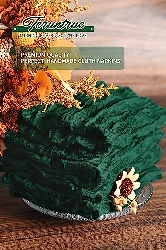 Servilletas de gasa verde esmeralda de 50x50 cm para bodas rústicas y banquetes boho 7