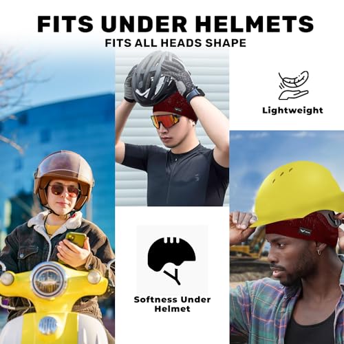Image of XTRIM Unisex Helmet Skull Cap for Bikers & Cyclists, Cotton Head Cap, Hair Inner Helmet Cover Cap for Men, Sweat Cooling for Women, Skull Cap for Summer