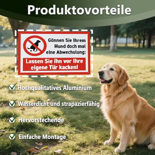 FLEXNOVA 20×30cm Kein Hundeklo Schild Hunde Kacken Verboten, Schild Kein Hundeklo Metall Alu Hundeschild Verbotsschilder Selbstklebend Verbot Hundekot Hundehaufen Hundekacke