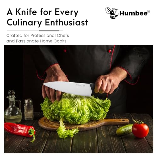 Humbee 10-Inch Chef Knife, NSF Certified Razor-Sharp High Carbon Stainless Steel Blade – Ergonomic Color Coded Handle, Non-Slip Grip Kitchen Knife, DT-10 Series, Black by Humbee - Image 3