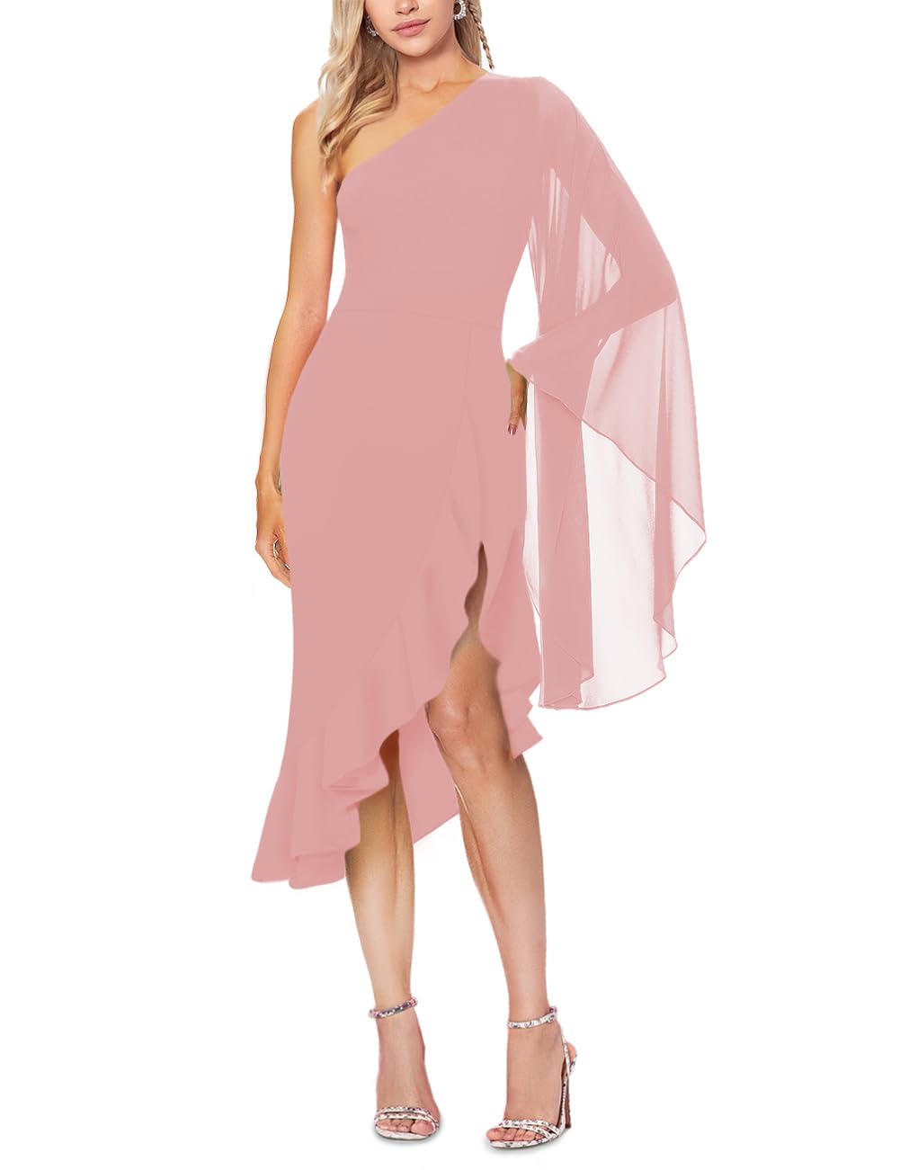 MAYFASEY Avondjurk met hoge split voor dames, klassiek, Wit, XL