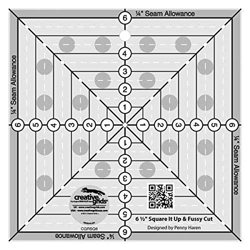 Creative Grids6.5" Square It Up and Fussy Cut Quilting Ruler Template CGRSQ6