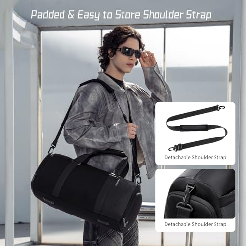 Image of Arctic Hunter Duffle Bag for Travel Gym Nylon 30L Office Hand Bag for Men Women Multiple-Pocket Nylon Water-Repellent Sports Duffel Bag with Shoes Compartment & Detachable Shoulder Strap (Black)