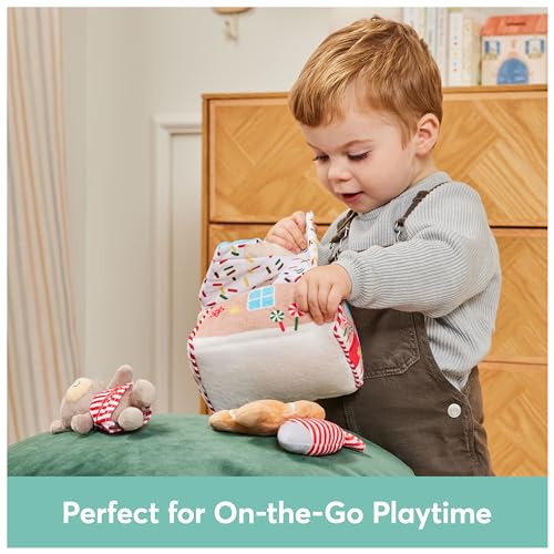 Image of GUND Baby Play Soft Collection, My First Gingerbread House 5-Piece Playset with Rattle, Squeaker and Crinkle Plush Toys, Sensory Toy for Babies, 7.5 inch