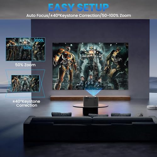 Image of TOPTRO Projector for Home 4K Support, HQ5 Auto Focus Full HD Projector Native 10500 Lumens YouTube Netflix Primevideo Hotstar Apps Auto Keystone WiFi BT Miracast 300inch Home Cinema Projector