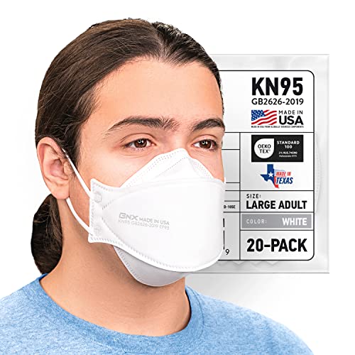 BNX 20-Pack KN95 Face Masks Disposable Particulate KN95 Mask Made in USA Tri-Fold Cup/Fish Style