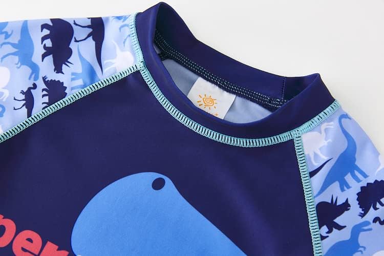 Kinder Badeanzug Jungen Langarm UV-Schutz - Dinosaurier Bade-Set Mit Shorts Und Badekappe