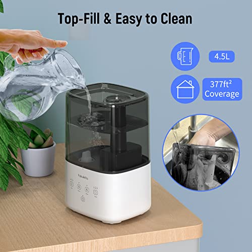Humidifiers For Bedroom Large Room Fabuletta Cool And Warm Mist Humidifiers 4.5L Top Fill Quiet Humidifier With Three Mist Modes Essential Oil Perfect For Whole House Lasts Up To 45 Hours Black #TOP5