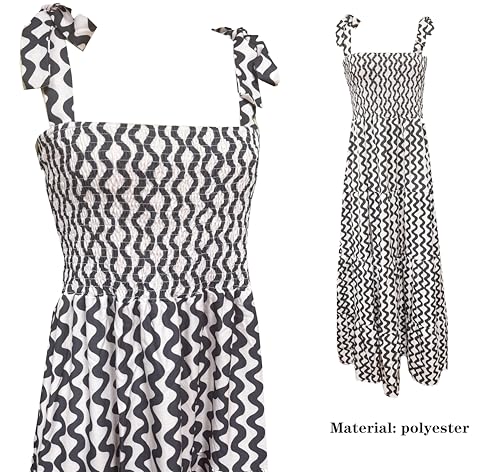 Image of kinstell Women's Summer Boho Spaghetti Strap Square Neck Ruffle Casual Flowy Long Dress Beach Swing Party Maxi Dress