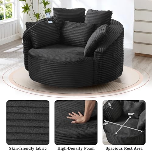 Sillón giratorio redondo tipo barril en negro miniatura 7