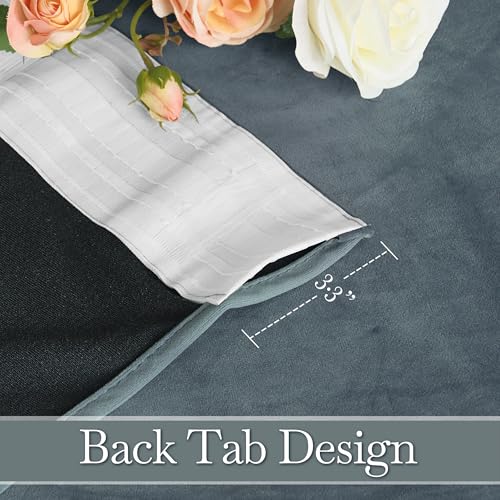 Image of RYB HOME Velvet Curtains 90 inches for Large Window, Room Divider Curtains | Thermal Insulated, Privacy UV Heat Blocking, Back Tab, Room Divider for Space Separation, W62 x L90, Dusty Blue, 2 Panels