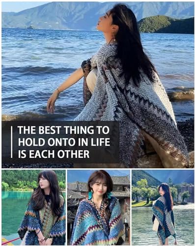 Fall Winter Scarf for Women - Bohemian Style Faux Wool Travel Shawl, Ideal for Home or Autumn/Winter Trips.2