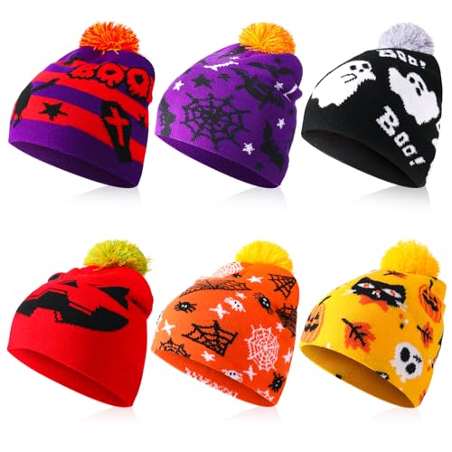 Fingertip WD 6 Pcs Winter Beanie Hats Cute Funny Warm Stretch Winter Knit Hat for Men Women Adult...