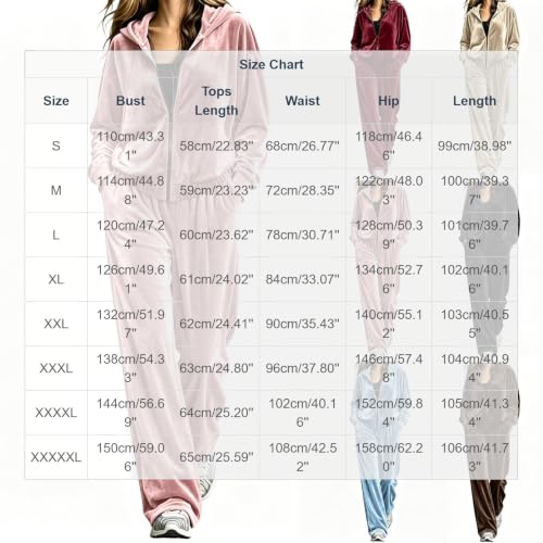 Velour Tracksuit Womens 2 Piece Velvet Zip Hoodie Wide Leg Y2K Sweatsuit - image 3