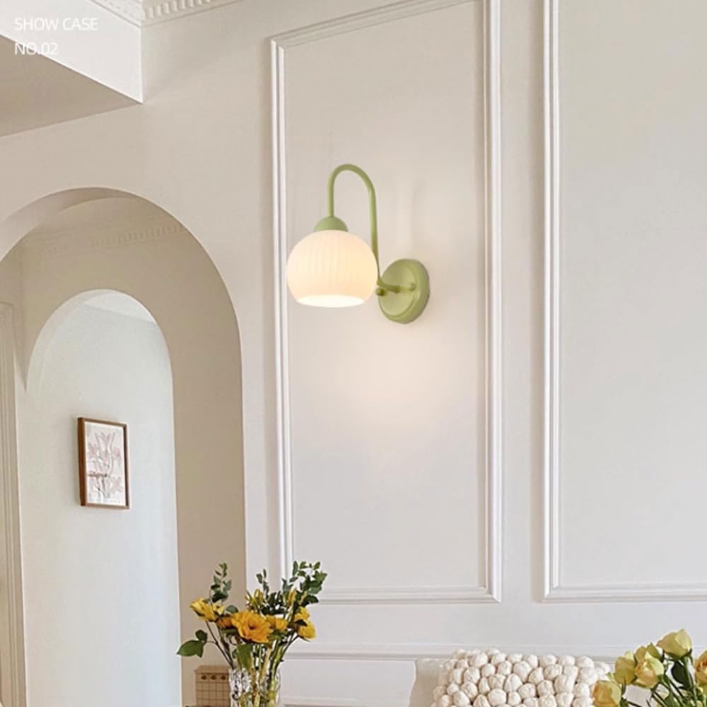 Aplique de pared de cristal de estilo nórdico, pantalla de lámpara de pared personalizada de una sola cabeza, lámpara de pared de techo con base E27, accesorios de iluminación de decoración
