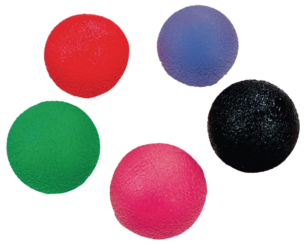 Sammons Preston Set of 5 Hand Therapy Balls, Set of 5 Hand & Finger Exercisers, Varying Resistance for Grip Strength & Physical Therapy, Stress Ball, Fidget Toy, Squeeze Ball for Arthritis Pain Relief