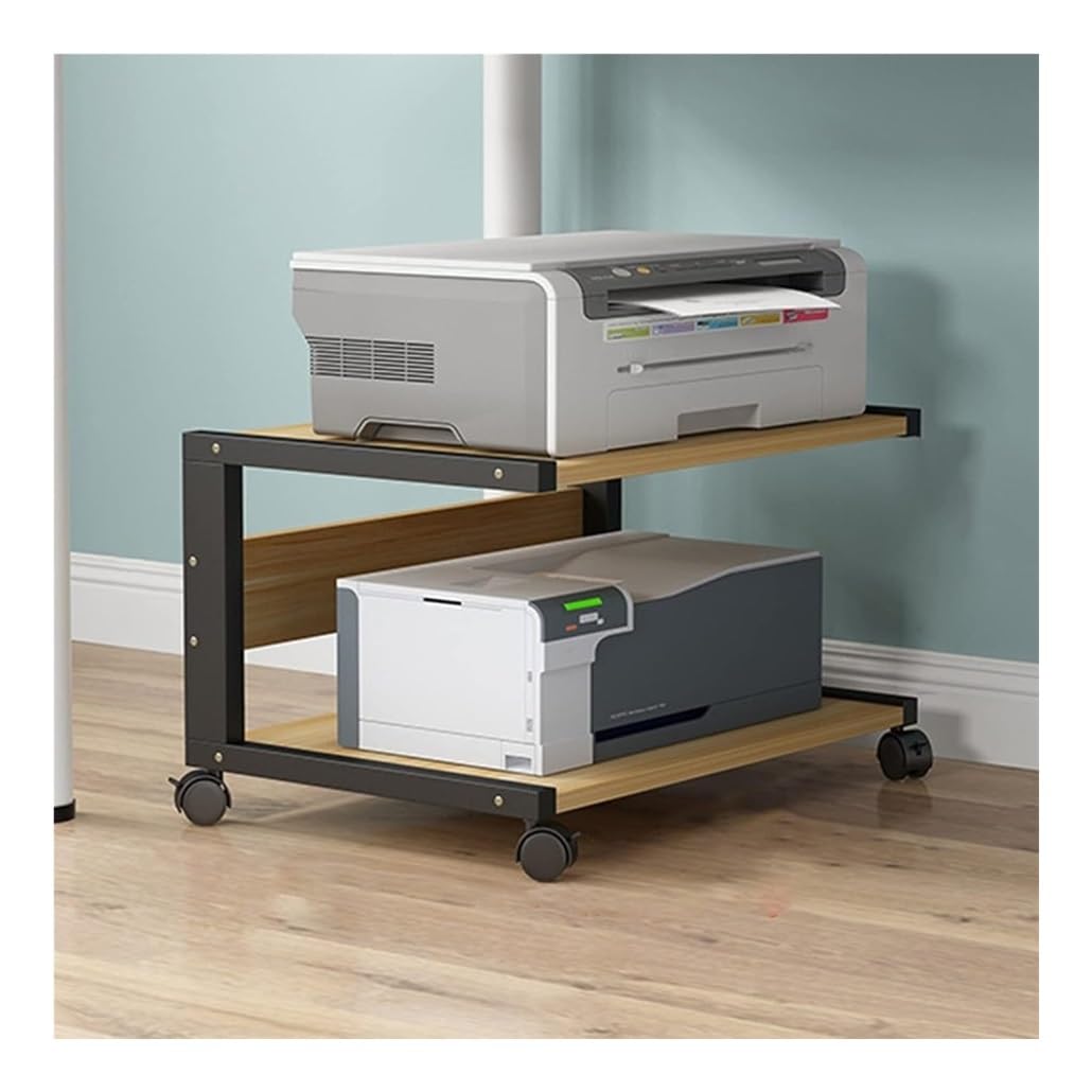 IEOWY 2-Tier Printer Stand Rolling Printer Shelf for Home Office, Mobile Copier Stand Table, Under Desk Printer Rack