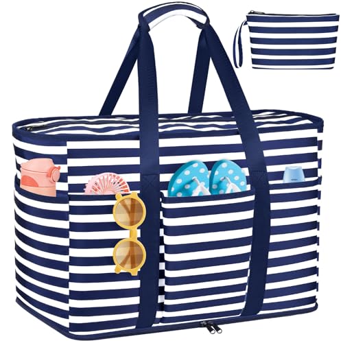 LUROON Strandtasche XXL Familie mit Reißverschluss, Badetasche Große...