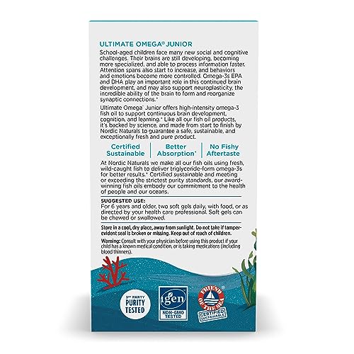 Nordic Naturals Ultimate Omega Jr., Strawberry - 120 Mini Soft Gels - 680 Total Omega-3S With Epa & Dha - Brain Health, Mood, Learning - Non-Gmo - 60 Servings #TOP2