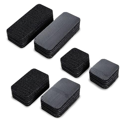 Image of Hook and Loop Tape Black 48 Sets Double Sided Adhesive Strips Heavy Duty Industrial 1'' x 1'', 2'' x 1'', 4'' x 1''