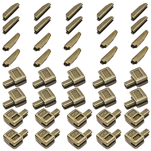 JOSDIOX 20 Sets Size 5 Metal Zipper Latch Slider Retainer Insertion Pin Zipper Bottom Box Stopper for Repairs (Bronze