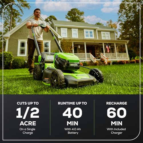 Image of 80V 21 inch GEN 2 Cordless Battery Push Lawn Mower(Auto Switch) w / 4.0Ah Battery & Charger