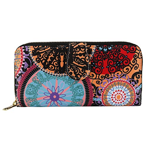 Loveshe TAIYAN-218 Women'S Wallet Rfid Blocking Bohemian Style Credit Card Zip Around Phone Clutch Large Travel Purse Wristlet Clutch Wallet Zipper Wallet thumb #1