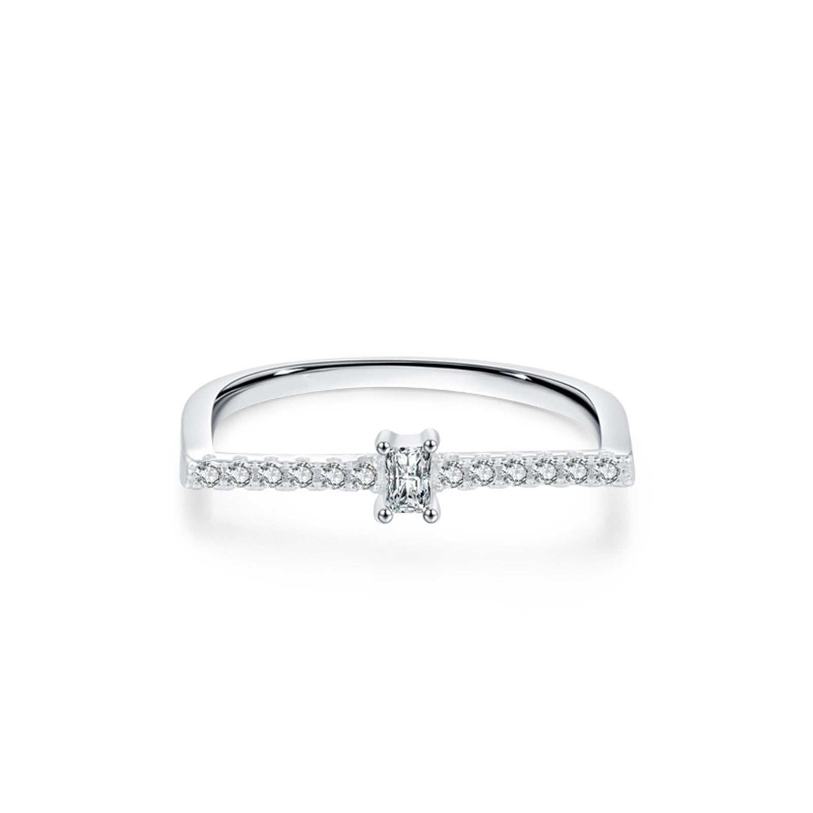 Anillo de oro para mujer, oro auténtico, anillo de compromiso, diamante cultivado en laboratorio, para mujer, oro blanco, anillo para mujer