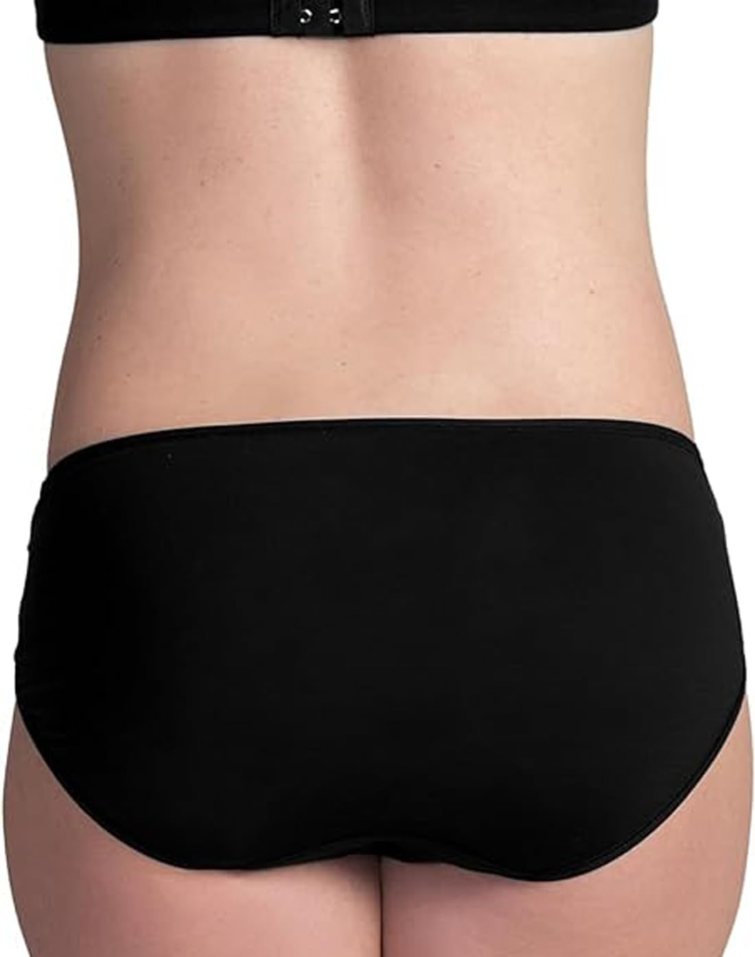 DClub Womens Cotton Postpartum Maternity Underwear | Pregnancy Postpartum Panties | Seamless Under The Bump Bikinis. (Large, Skin + Black) - Image 2 thumbnail