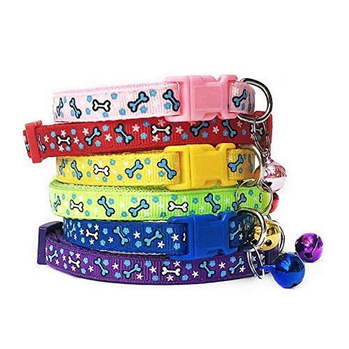 RvPaws Pet Dog Cat Collar Safety Buckle Big Bell Neck Ring Cute Bone Print Adjustable Dog Cat Collar Safety, Pack of 2 PES - (Color May Very).. (B09Q52KB34) Amazon Price History, Amazon Price Tracker