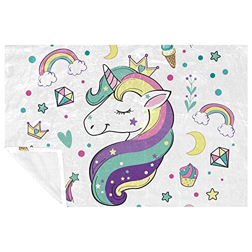 Couverture chaude licorne 150x100 cm anti-frisson pour lit et canapé