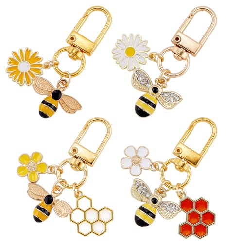 SUNNYCLUE 4 porte-clés abeille mignon charmes chaîne