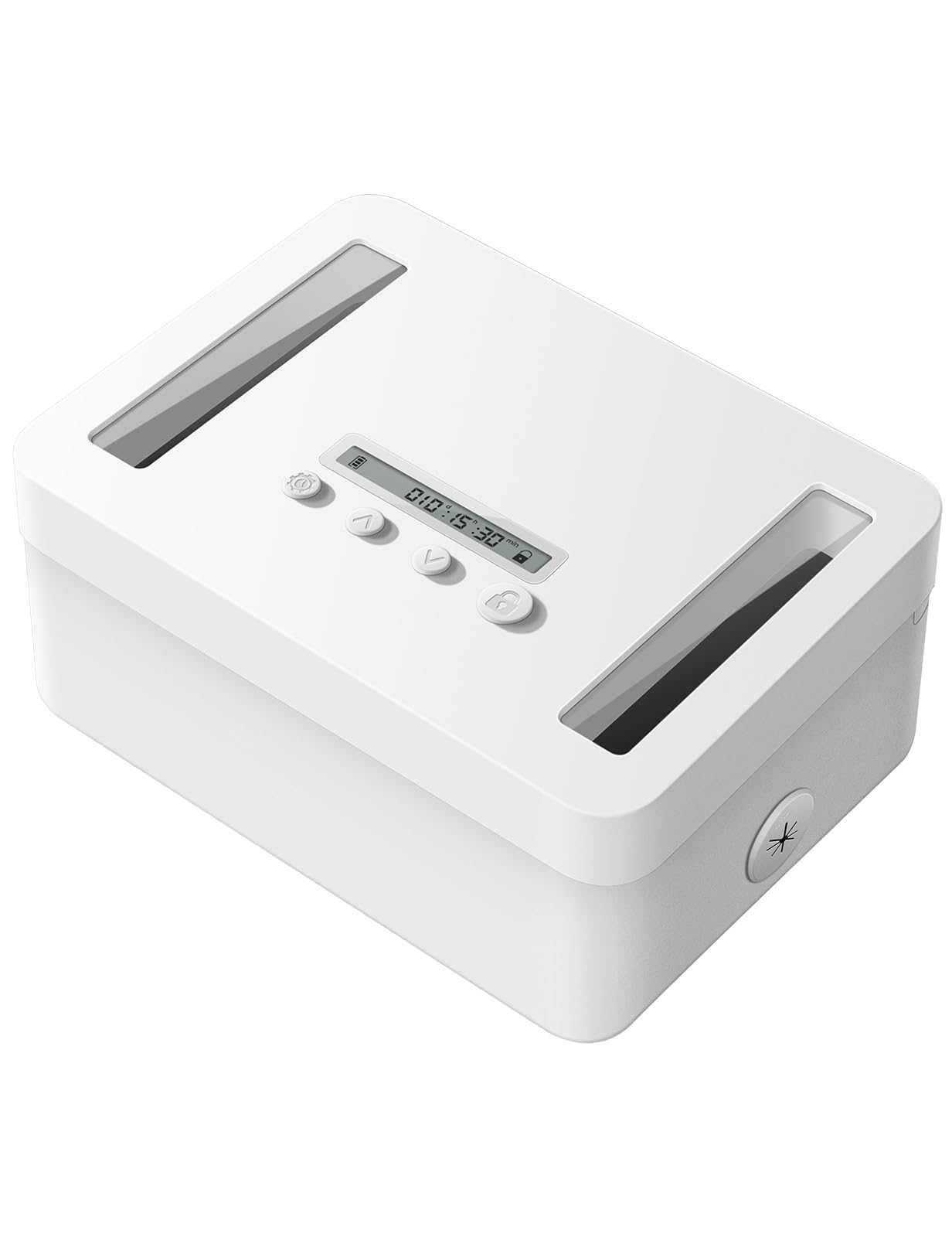 Vaydeer Metal Timed Lock Box, Made of Aluminum Alloy, 365 Days Locking Time, Extendable Time, Audio Alert, Child-Access Control, 2-Way Power Supply, Timed Locker for Phones/Alcohol/Snacks/meds etc.