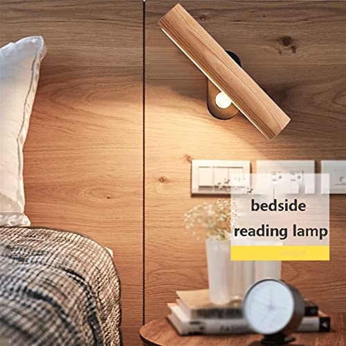 Lámpara de pared de madera rotativa LED de estilo moderno con interruptor 3