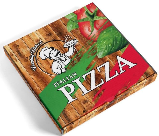 80-Pack 12 Printed Cardboard Pizza Boxes - Premium Flat Packaging for Pizzerias Catering & Takeout - Durable Grease-Resistant Eco-Friendly Recyclable & Imported - For Pizza Delivery Food Storage