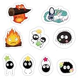 Pounchi Cute Soot Sprite Fridge Magnets (9 Pcs) Anime PVC Magnetic Sticker, Flexible Reusable Decorations for Office Cabinets Fridge Locker Teens