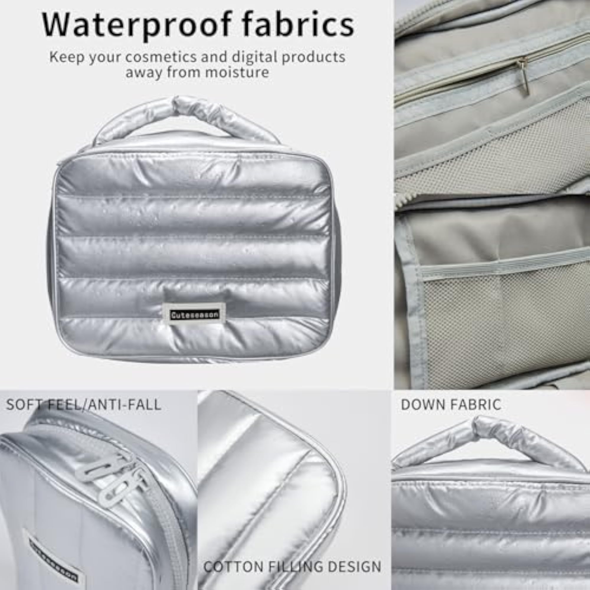 Makeup Bag Waterproof Storage Bag Shiny Puffy Travel Organizer