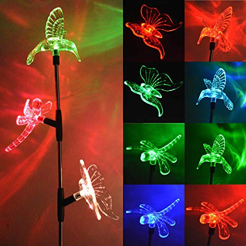 Luminária Solar Jardim PVC beija-flor, Borboleta e Libélula 1382