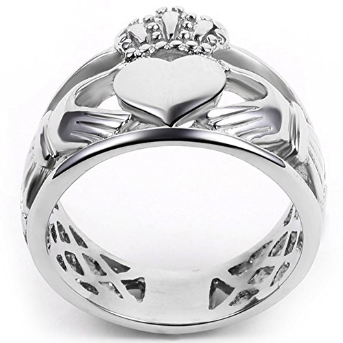 Stainless Steel Heart Shaped Claddagh Ring Statement Promise Anniversary2